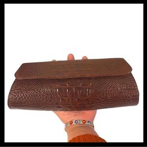 Arden B Animal Print Leather Brown Clutch